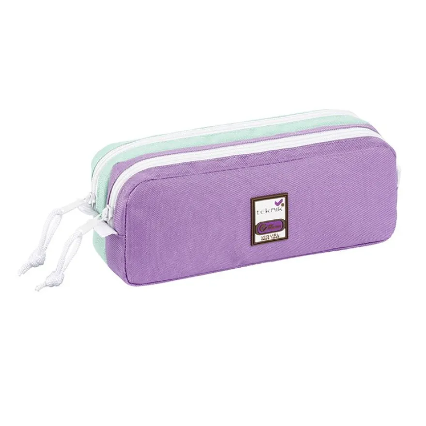 Trousse rectangulaire Teknik Pastel - 2 compartiments - 3 modèles disponibles - Viquel
