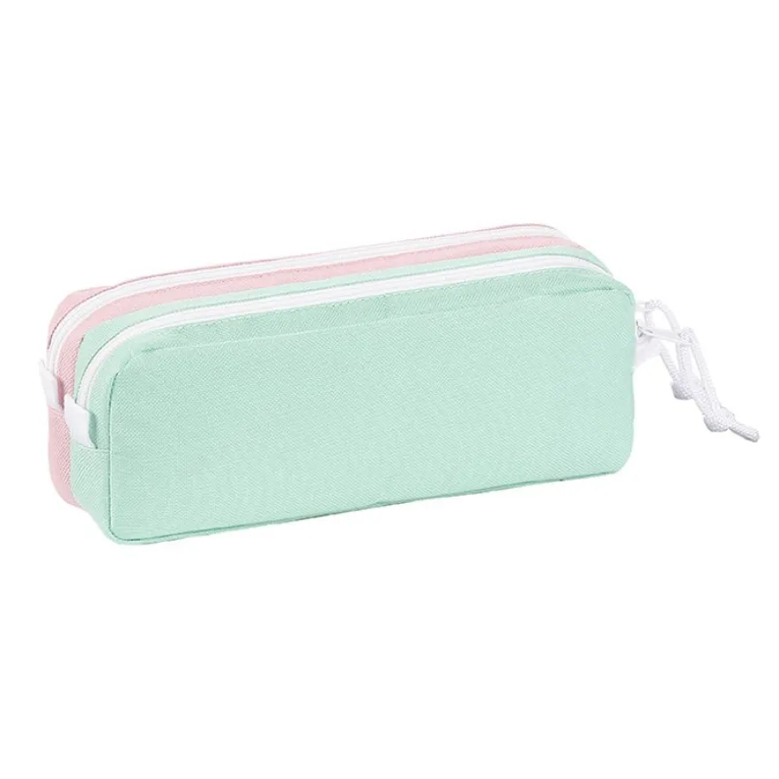 Trousse rectangulaire Teknik Pastel - 2 compartiments - 3 modèles disponibles - Viquel