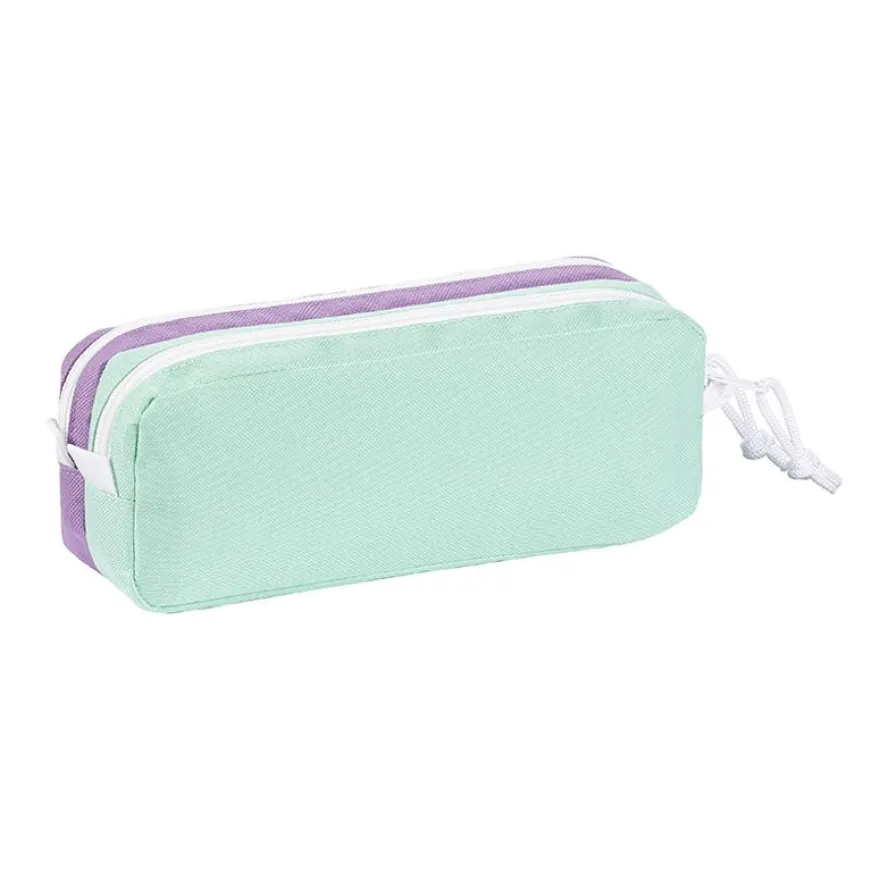 Trousse rectangulaire Teknik Pastel - 2 compartiments - 3 modèles disponibles - Viquel