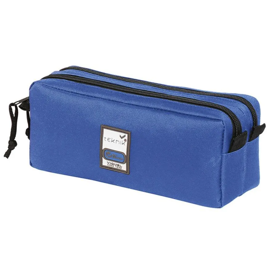Trousse rectangulaire Teknik Double - 2 compartiments - bleu marine - Viquel