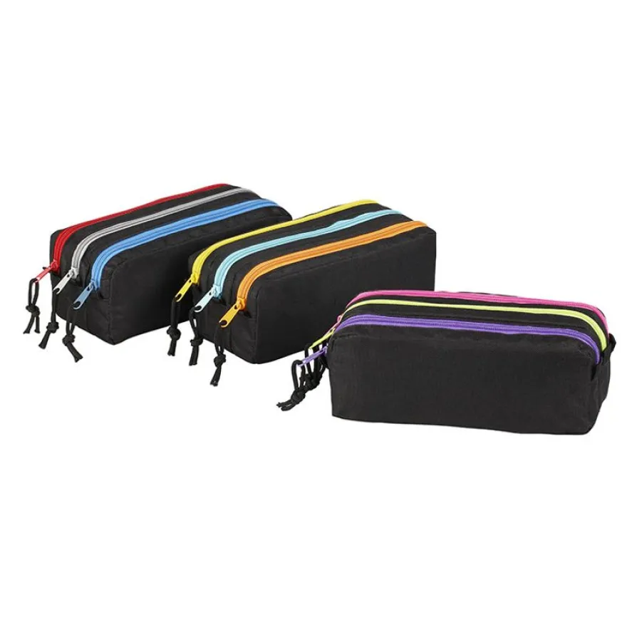 Trousse rectangulaire Trizip tricolore - 3 compartiments - disponible dans différentes couleurs - Exclusivité Bureau Vallée - Viquel