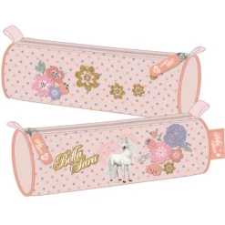 Trousse ronde Bella Sara Romantic - 1 compartiment - rose poudré - Kid'Abord