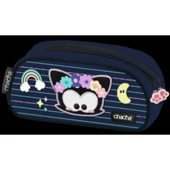 Trousse ronde Chacha Kinky - 1 compartiment - bleu - Kid'Abord