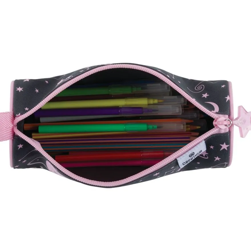 Trousse ronde Cosmic Girls - 1 compartiment - gris anthracite - Oberthur