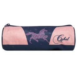 Trousse ronde Cybel - 1 compartiment - bleu/velours - Bagtrotter