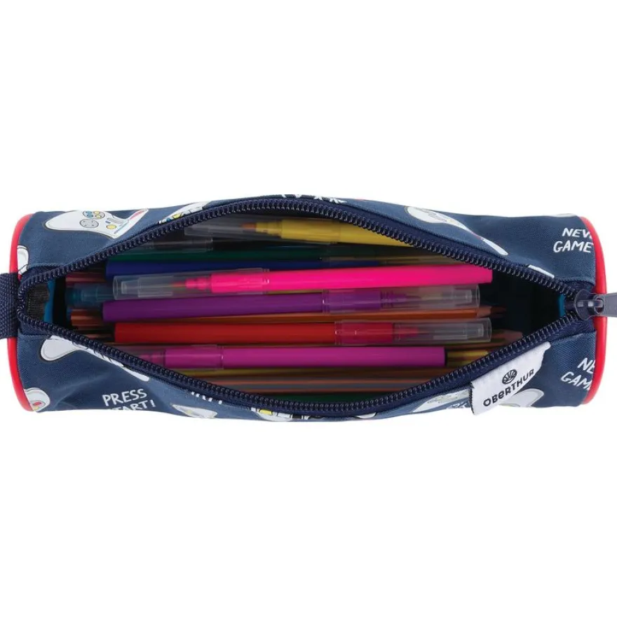 Trousse ronde Les Scolaires Garçon - 1 compartiment - marine et bleu - Oberthur