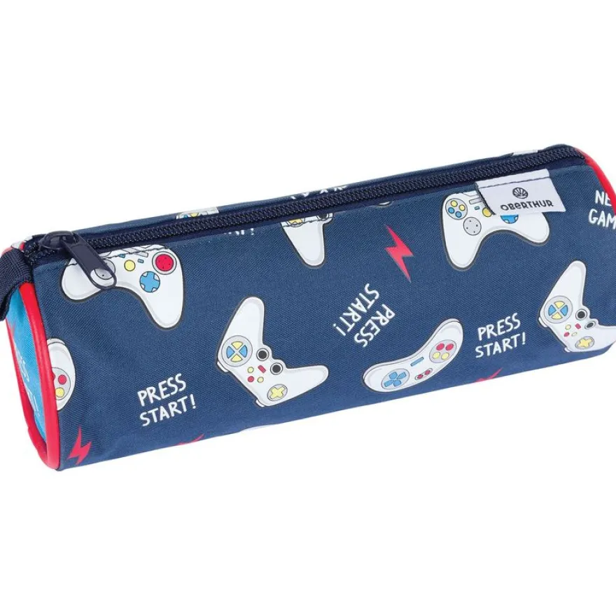 Trousse ronde Les Scolaires Garçon - 1 compartiment - marine et bleu - Oberthur
