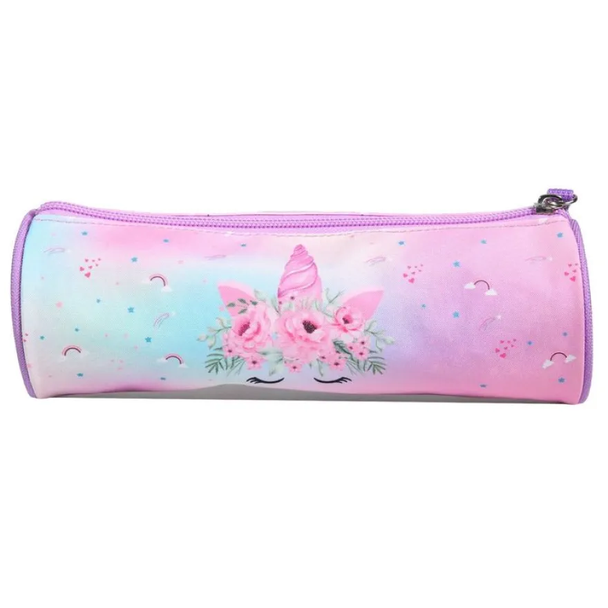 Trousse ronde Phileas Licorne - 1 compartiment - violet - Bagtrotter