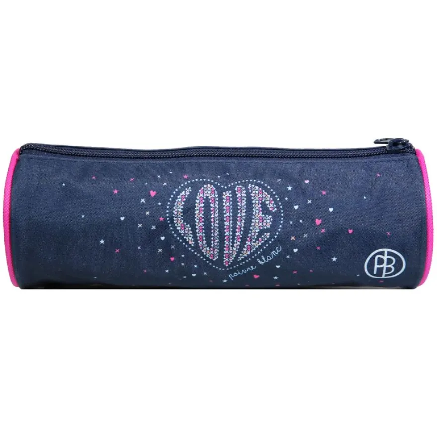 Trousse ronde Poivre Blanc - 1 compartiment - bleu - Bagtrotter