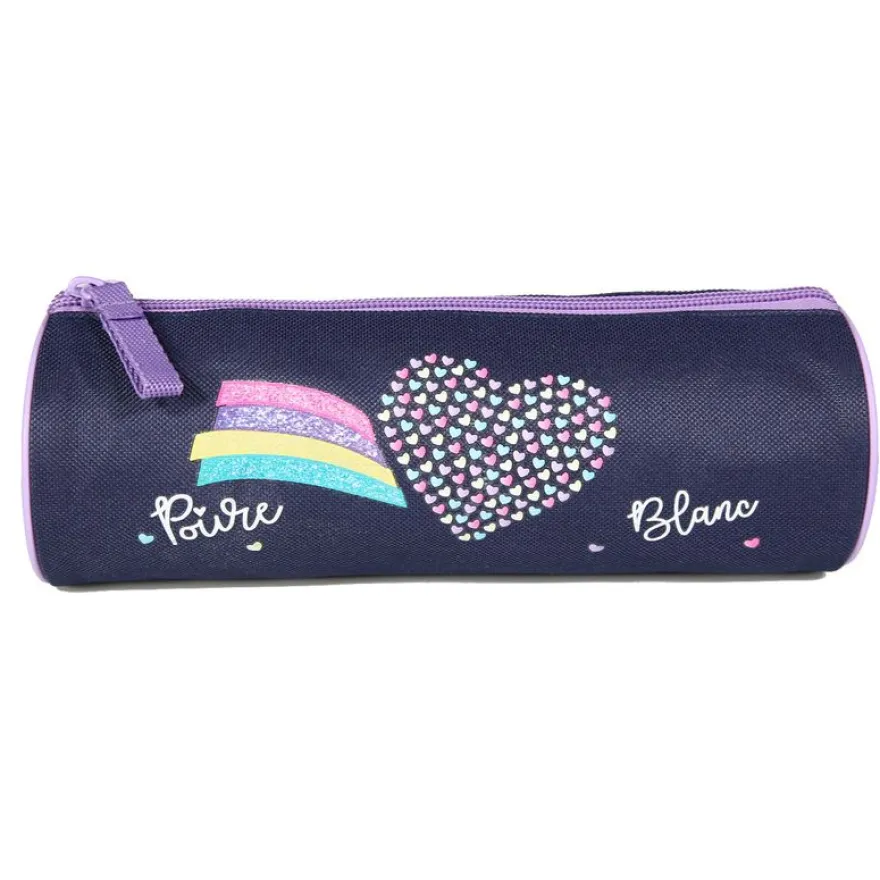 Trousse ronde Poivre Blanc - 1 compartiment - bleu marine - Bagtrotter