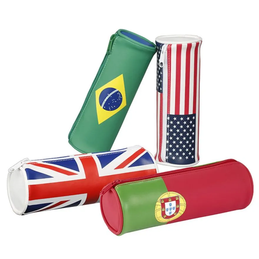 Trousse ronde World - 1 compartiment - 4 drapeaux disponibles - Viquel