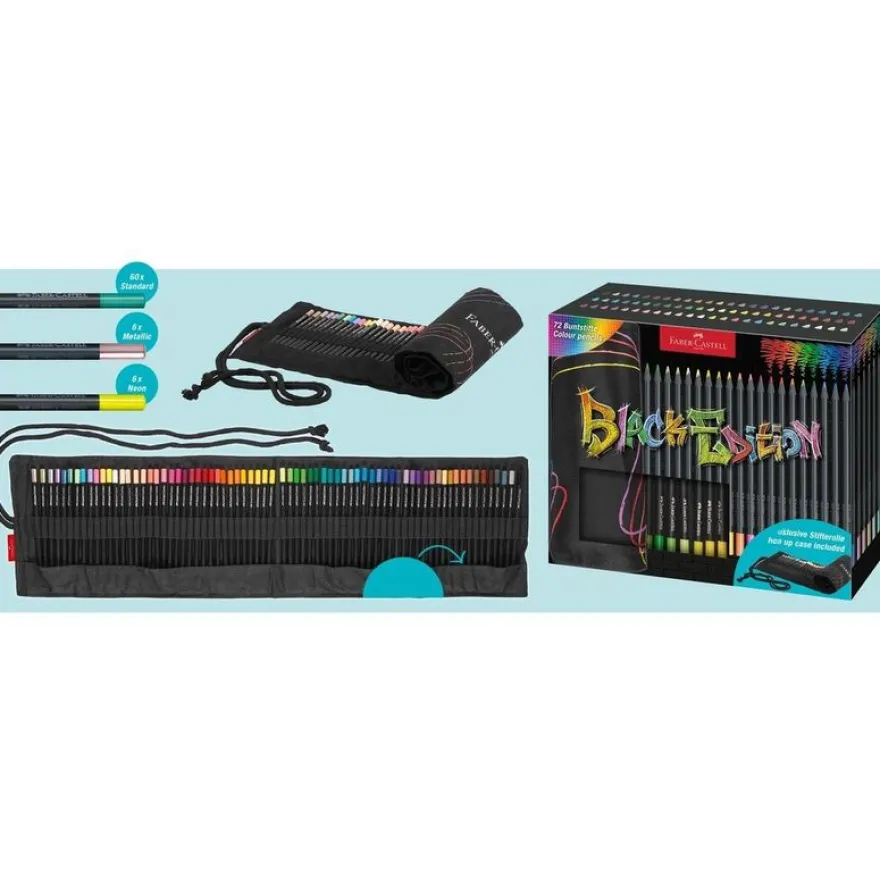 Trousse rouleau crayons de couleur Black Edition