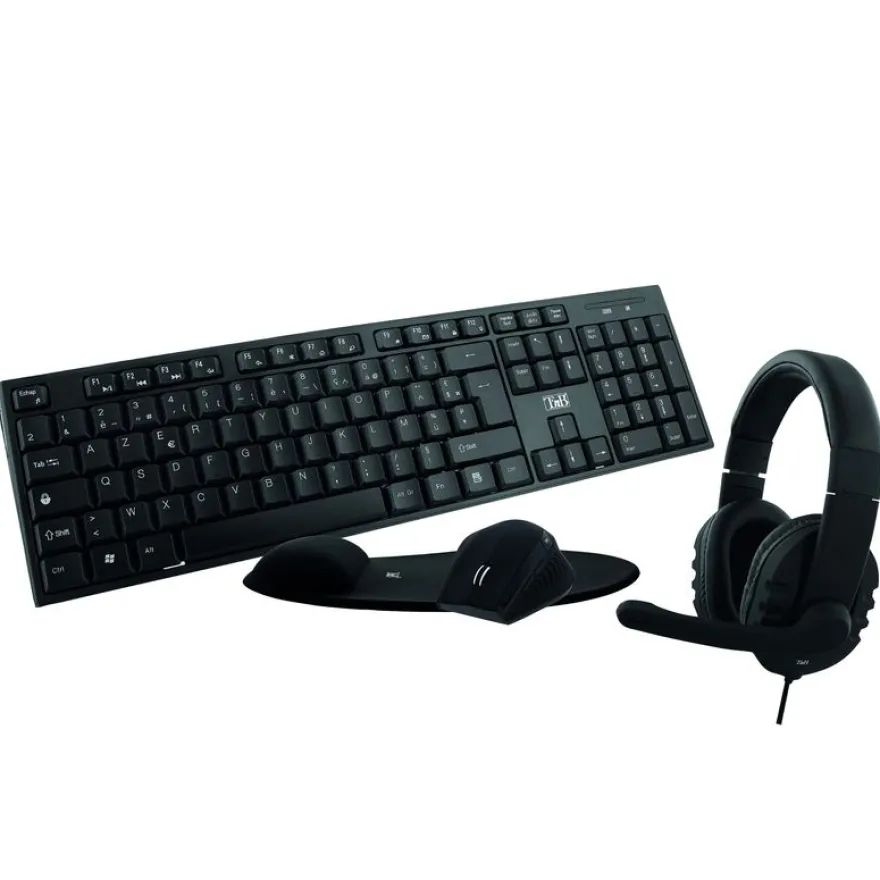 T'nB ERGONOMIC - ensemble clavier, casque et souris sans fil + tapis ergonomique - noir