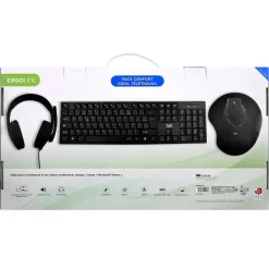 T'nB ERGONOMIC - ensemble clavier, casque et souris sans fil + tapis ergonomique - noir