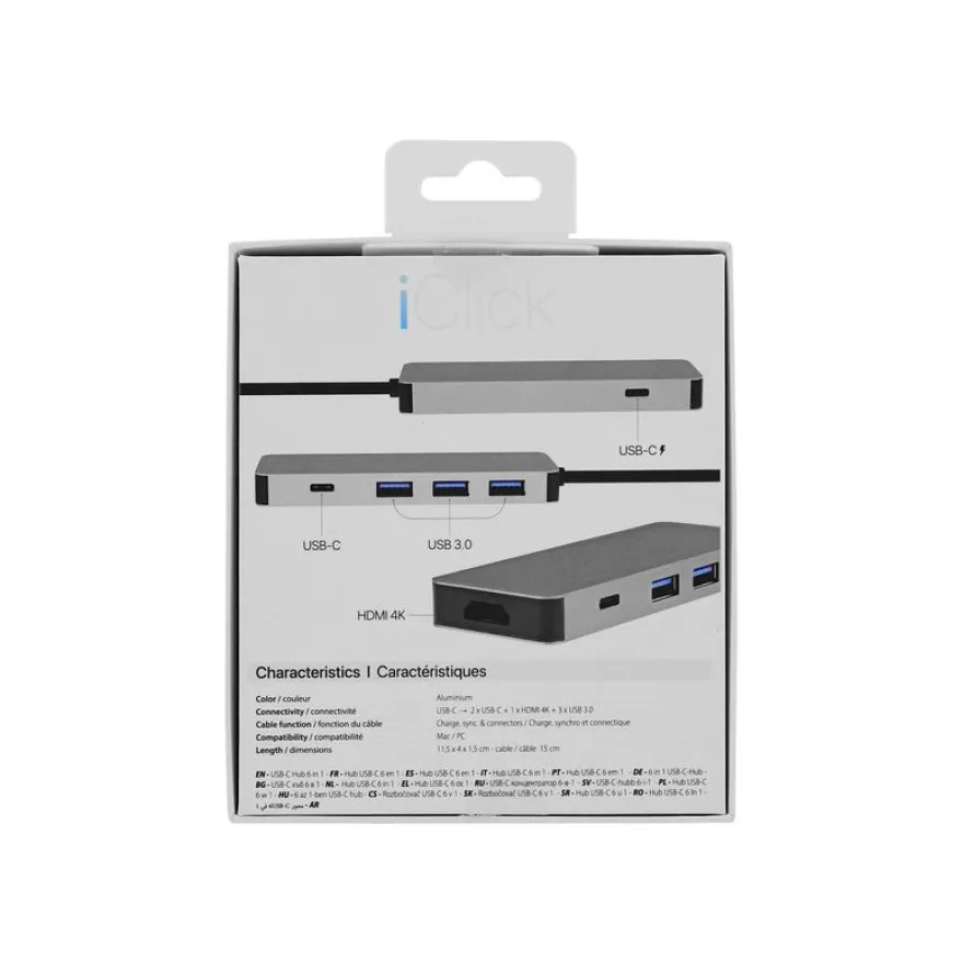 T'nB iClick 6 in 1 USB-C - station d'accueil 6 ports - HDMI, 3 USB 3.0, 2 USB-C