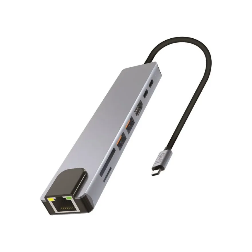 T'nB iClick Pro - Hub 8 en 1 - USB-C 3.2 - HDMI - 1GbE