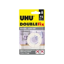 UHU DOUBLEfix Extra fort - Ruban adhésif double face - 19 mm x 1,5 m