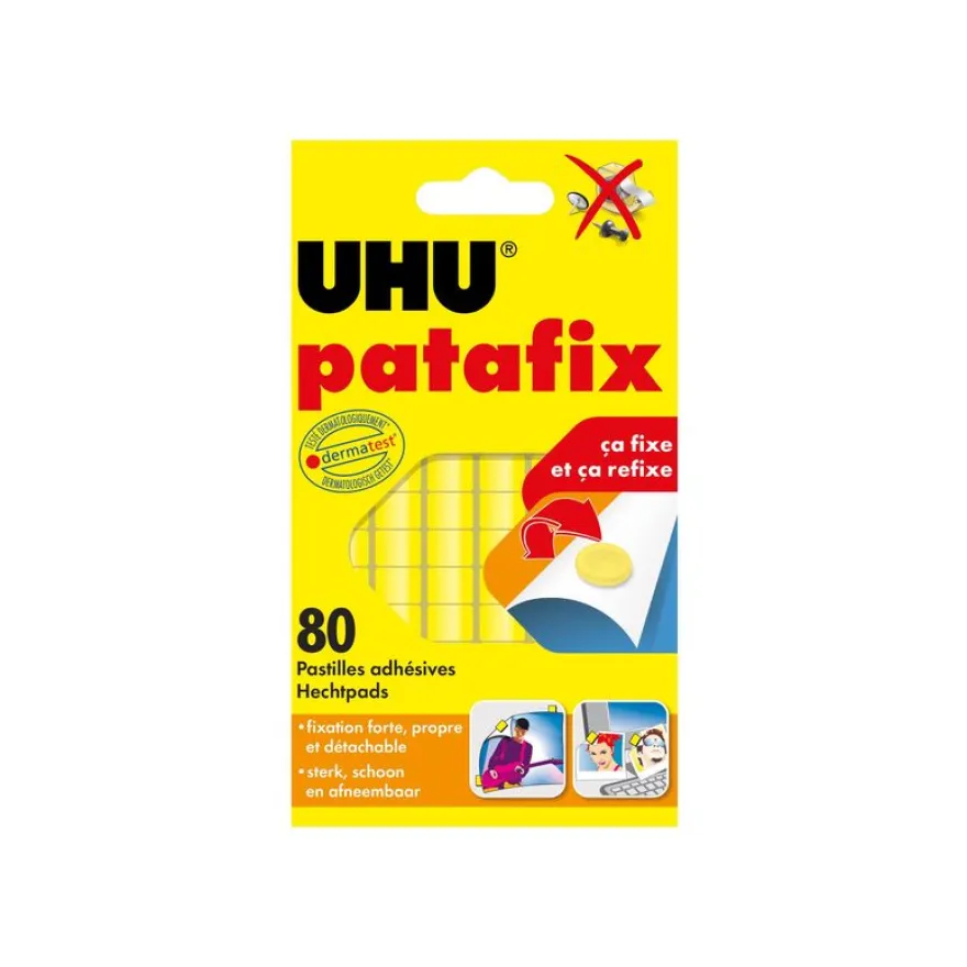 UHU Patafix - 80 pastilles adhésives - jaune - non permanent