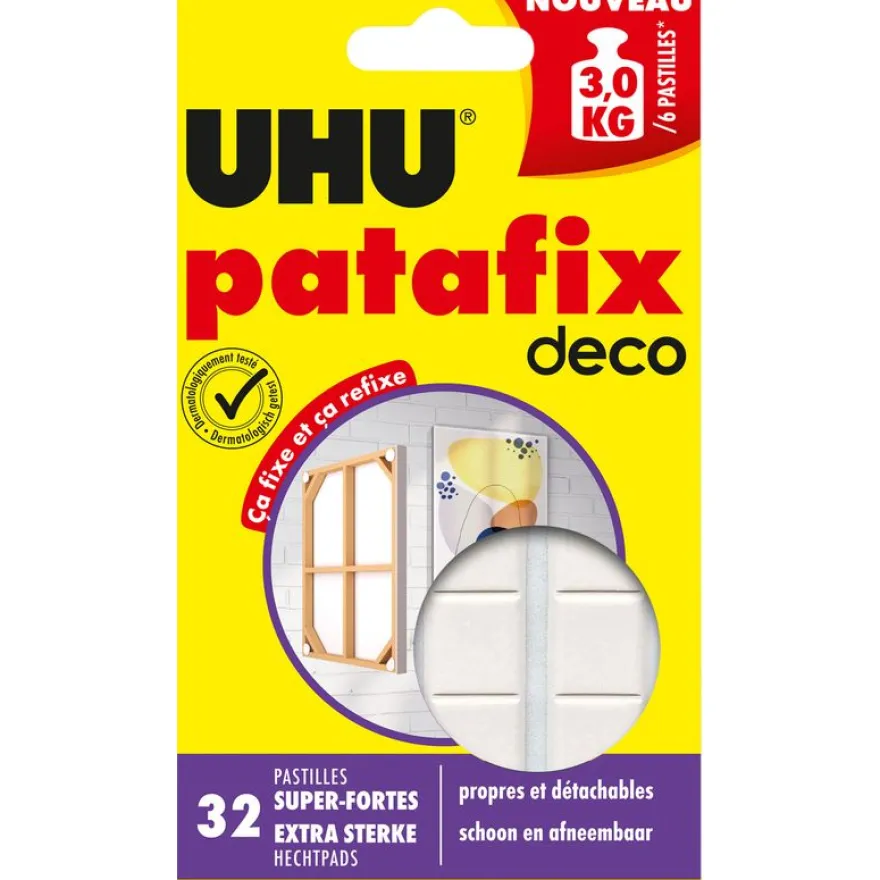 UHU Patafix deco - 32 pastilles adhésives - blanc - non permanent
