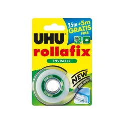 UHU Rollafix - Ruban adhésif avec dévidoir - invisible - 19 mm x 30 m (25m + 5m offert)