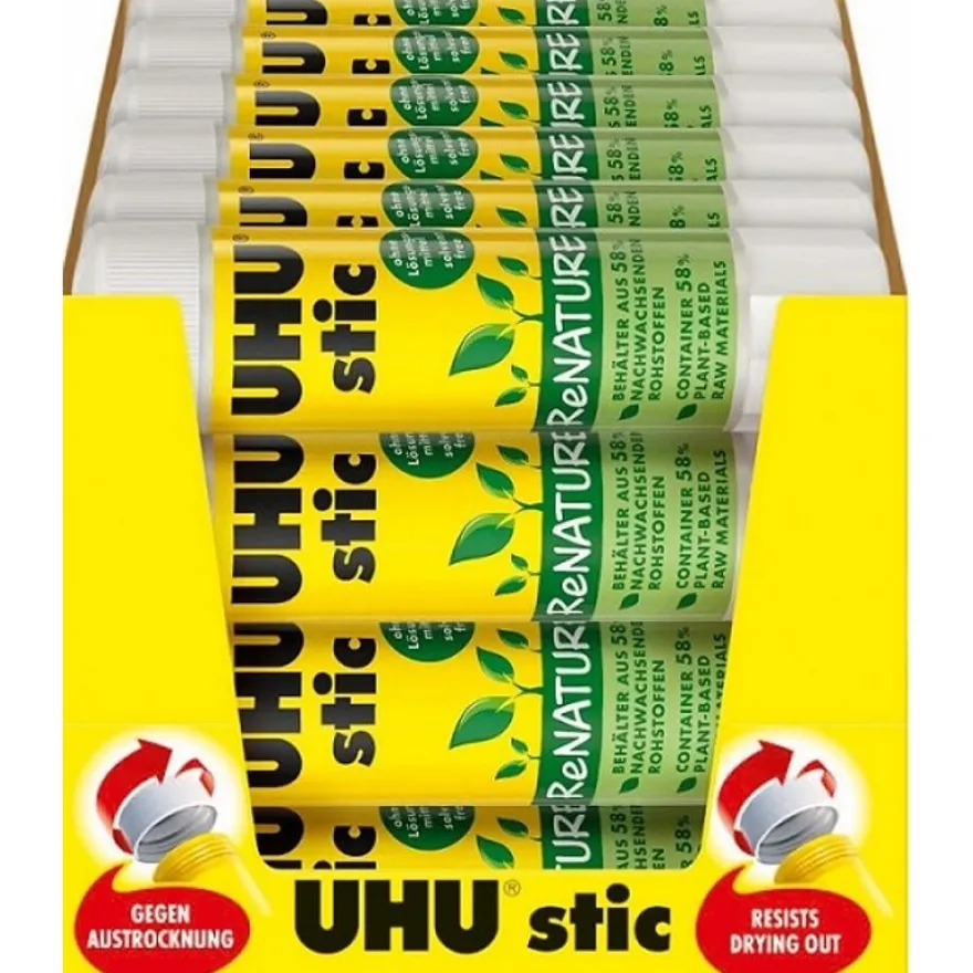 UHU stic ReNATURE - 24 Bâtons de colle - 8.2 g - Plastique écologique