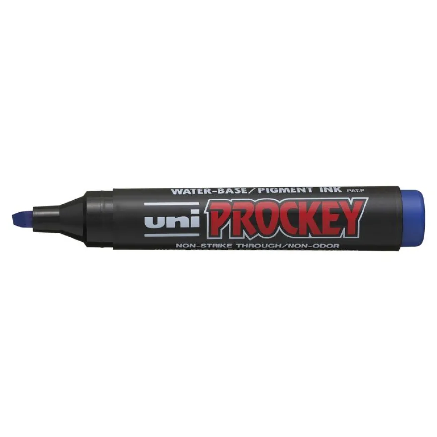 UNI PROCKEY PM - Marqueur permanent - pointe biseau - bleu