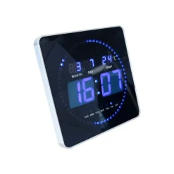 Unilux - Horloge Flo - carrée LED bleue - 28 cm - noir