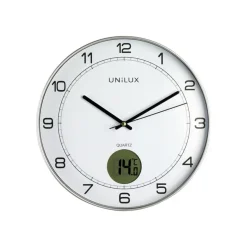 Unilux - Horloge intelligente Tempus - affichage température - 30,5 cm - gris métal