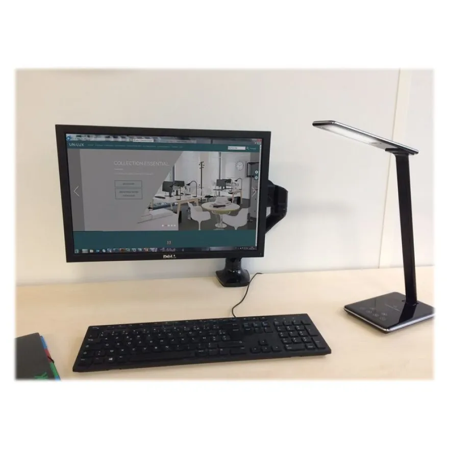 Unilux - Lampe de bureau pliable Linka - LED - USB + chargeur sans fil - noir