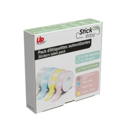 Uprint - 4 rouleaux de 180 étiquettes pour étiqueteuse Stick Easy UP21 - transparent et pastel - 14 x 40 mm