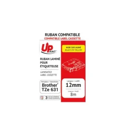 UPrint - Ruban d'étiquettes auto-adhésives pour Brother TZe131 - 1 rouleau (12 mm x 8 m) - fond transparent écriture noire