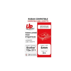 UPrint - Ruban d'étiquettes auto-adhésives pour Brother TZe131 - 1 rouleau (12 mm x 8 m) - fond transparent écriture noire