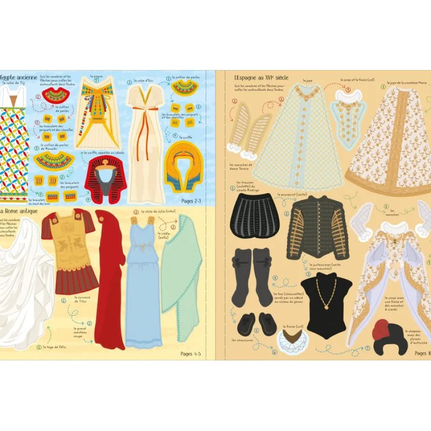 Usborne - J'habille mes amies - La mode à travers les âges - Autocollants