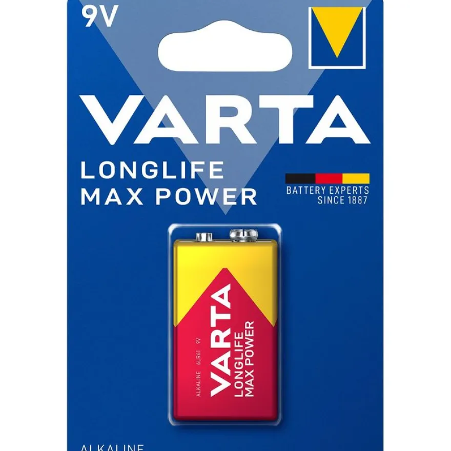 VARTA Longlife Max Power - 1 pile alcaline - 6LR61 9V