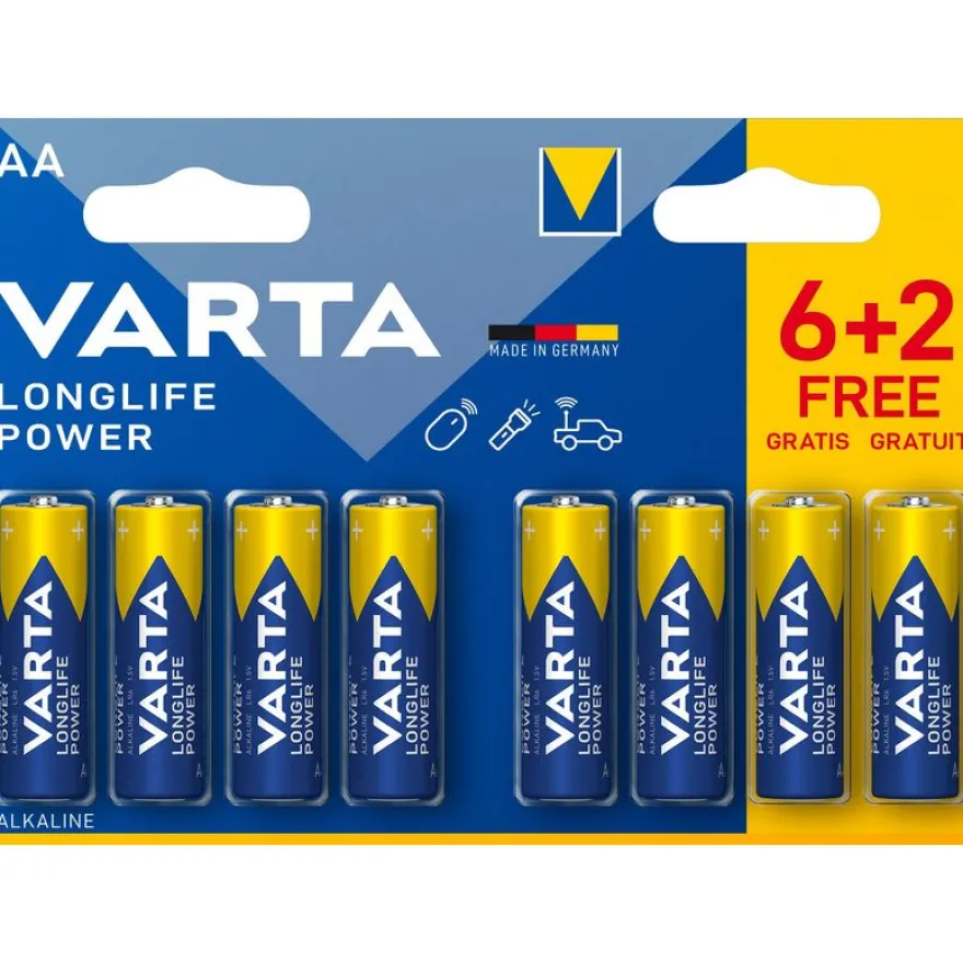 VARTA Longlife Power - 6 piles alcalines + 2 gratuites - AA LR06