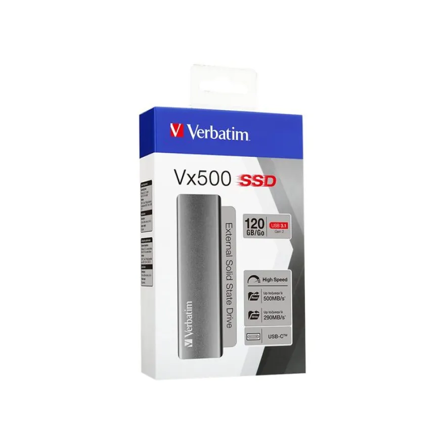 Verbatim Vx500 - Disque dur externe SSD - 480 Go - USB 3.1 Gen 2 (USB-C connecteur) - gris sidéral