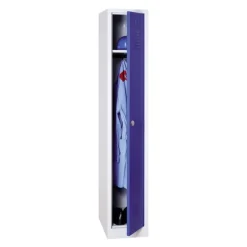 Vestiaire industrie propre monobloc 1 colonne - H180 x L30 x P50 cm - gris/bleu