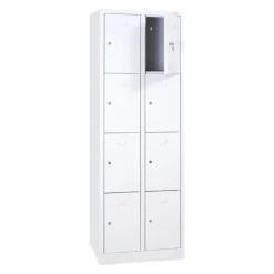 Vestiaire monoblocs multicases - 2 colonnes soit 8 cases monobloc - H180 x L60 x P50 cm - blanc