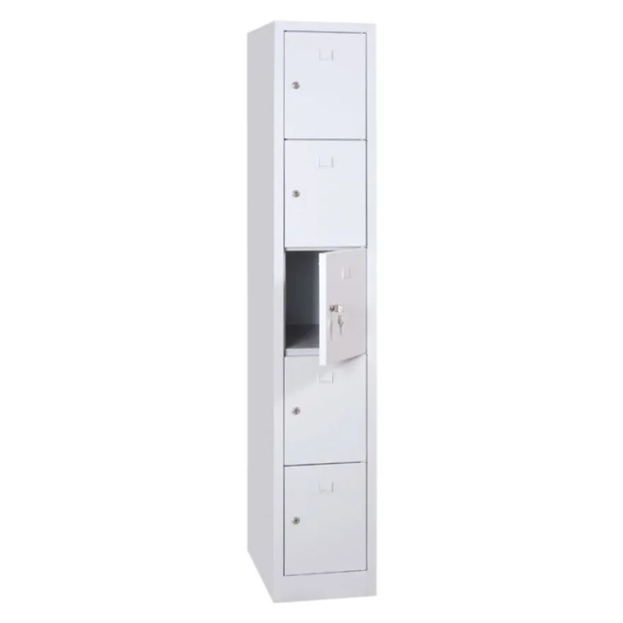 Vestiaire monoblocs multicases - 1 colonne soit 5 cases monobloc - H180 x L30 x P50 cm - blanc
