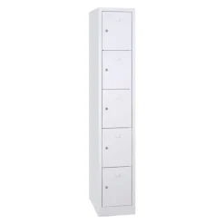 Vestiaire monoblocs multicases - 1 colonne soit 5 cases monobloc - H180 x L30 x P50 cm - blanc