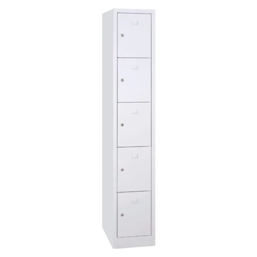 Vestiaire monoblocs multicases - 1 colonne soit 5 cases monobloc - H180 x L30 x P50 cm - blanc
