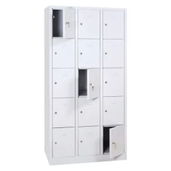 Vestiaire monoblocs multicases - 3 colonnes soit 15 cases monobloc - H180 x L90 x P50 cm - blanc