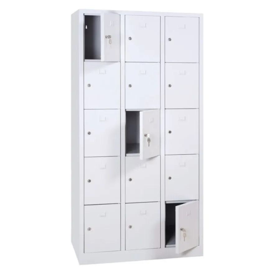 Vestiaire monoblocs multicases - 3 colonnes soit 15 cases monobloc - H180 x L90 x P50 cm - blanc