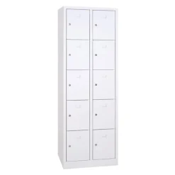 Vestiaire monoblocs multicases - 2 colonnes soit 10 cases monobloc - H180 x L60 x P50 cm - blanc