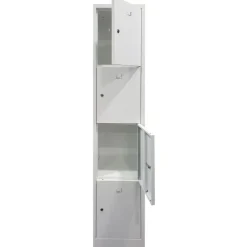 Vestiaire monoblocs multicases - 1 colonne soit 4 cases monobloc - H180 x L30 x P50 cm - blanc