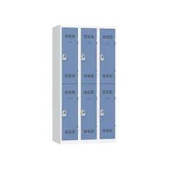 Vestiaire multicases - 3 colonnes - 6 portes - 180 x 90 x 50 cm - gris/bleu