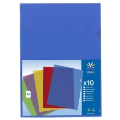 Viquel - 10 Pochettes coin - A4 - pour 25 feuilles - 13/100 - couleurs assorties