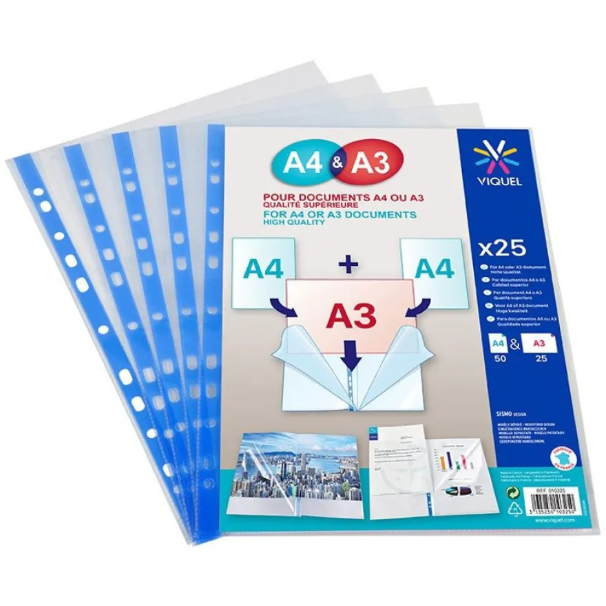 Viquel - 25 Pochettes perforées - A4 et A3