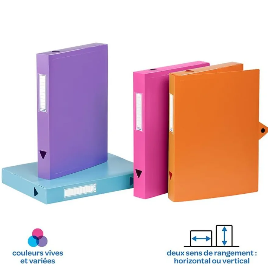 Viquel - Boîte de classement plastique - dos 40 mm - disponible dans différentes couleurs pastels