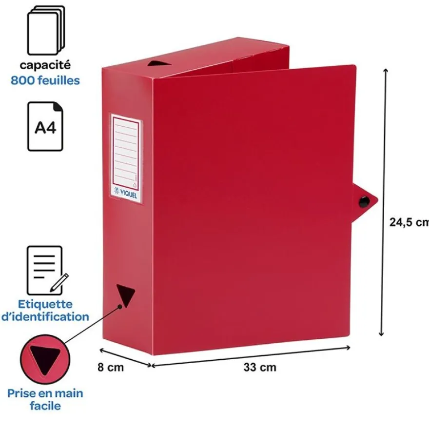 Viquel - Boîte de classement plastique - dos 80 mm - disponible dans différentes couleurs